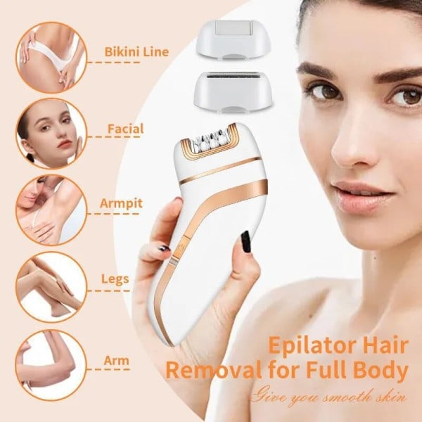 3 i 1 dame epilator damer elektrisk barbermaskin ansiktsbehandling kropp bikini trimmer oppladbar hårfjerning