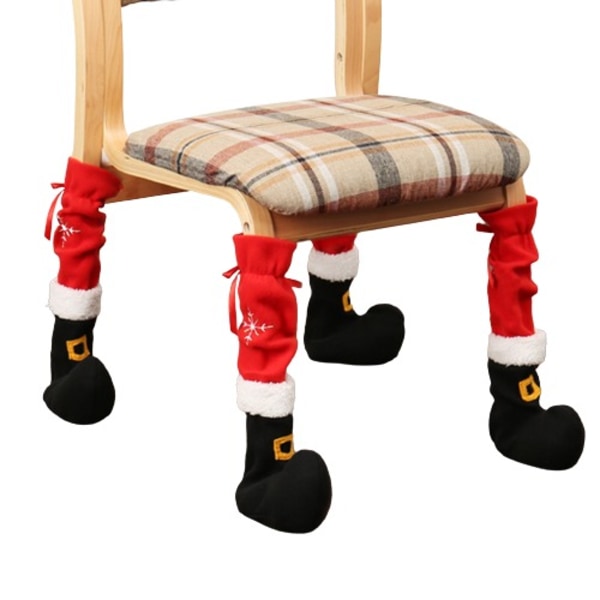 Fyra stycken jul möbler strumpor stol ben överdrag golv skydd jul fötter ärmar dekor tomten bord ben stol fot överdrag