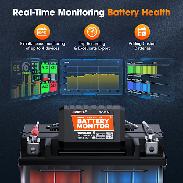 BM300 Pro Batteri Monitor 24V Batteri Tester