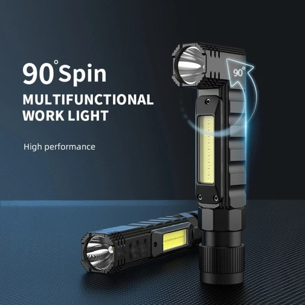 Kannettava LED+COB taskulamppu magneetilla USB ladattava kalastukseen retkeilyyn työhön valo tehokas taskulamppu