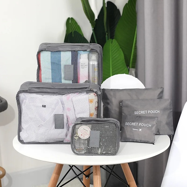 Förtjockad Resa Packning Kub 6/1 Piece Set Mode Vattentät Stor Kapacitet Kläder Sortering Förvaring Väska Herr's Weekend väska
