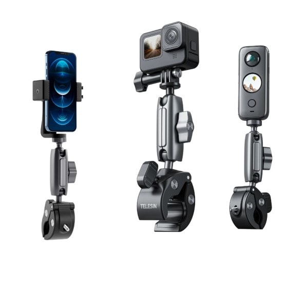 Pyöräily Moottoripyörä Clip Magic Arm 360° Alumiini Seos Super Clamp 1/4" Reikä Kameralle