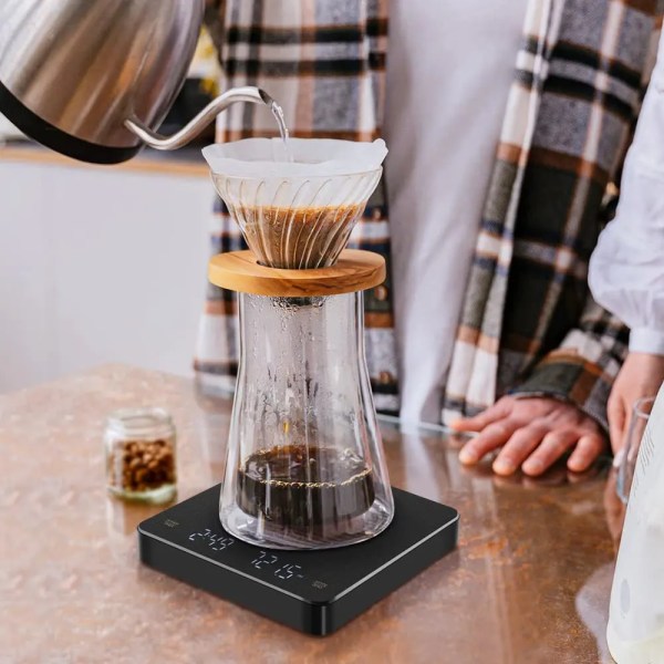 Digital kaffe våg med timer LED skärm espresso USB 3kg max.vikt 0,1g hög precision mått i oz/ml/g kök våg