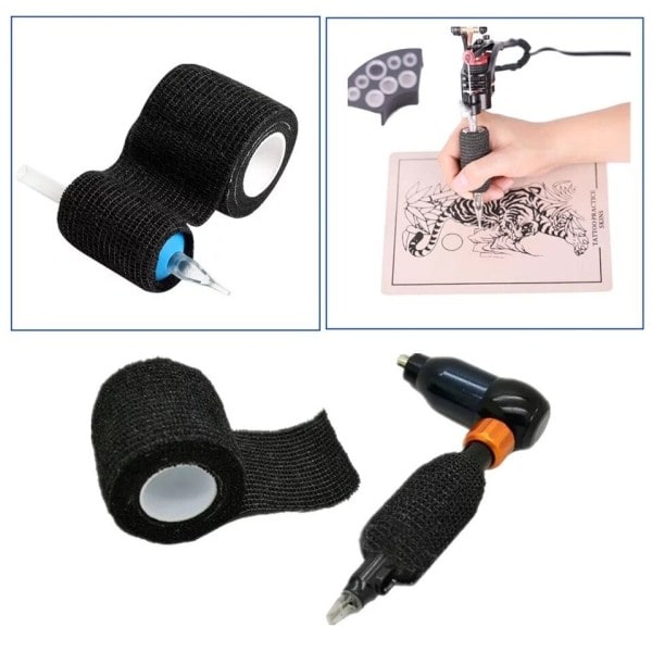 20 stykker sort tatovering greb bandage cover omslag tape nonwoven vandtæt selv klæbende finger beskyttelse tatovering tilbehør