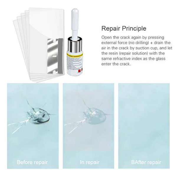 2 delar Bil Vindruta Reparation Vätske Sprickat Glas Repa Reparation Kit Fönster Reparation Vätske