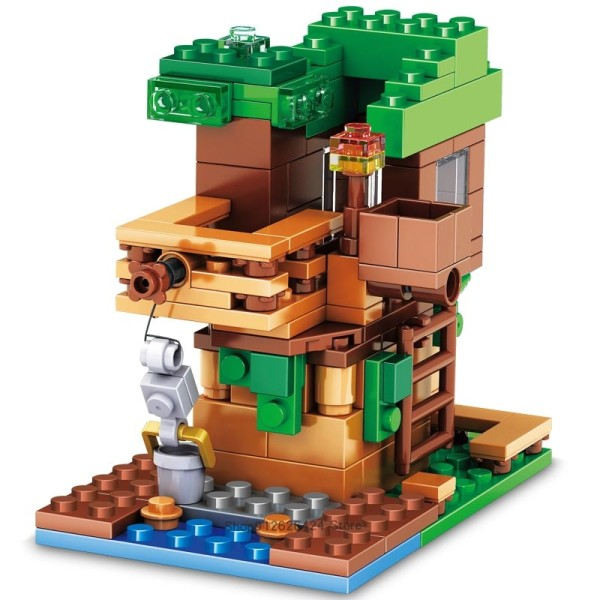 Træet Huset Små Bygningsblokke sæt Med Steve Action Figurer