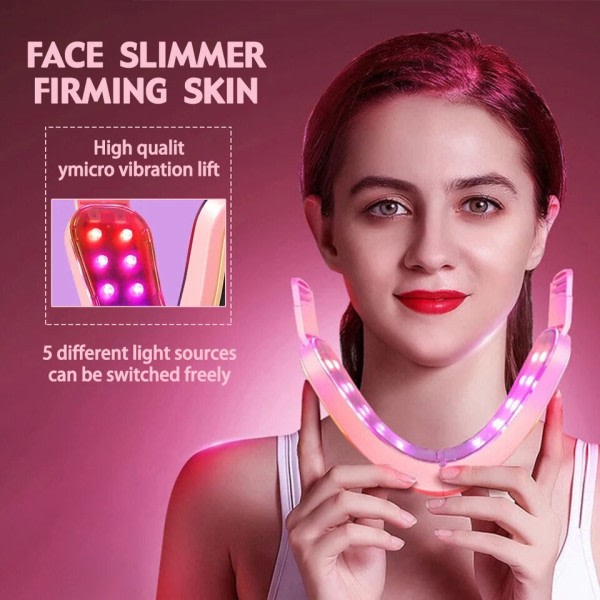 Ansiktsbehandling lyft enhet LED foton terapi ansiktsbehandling bantning vibration massage dubbel haka