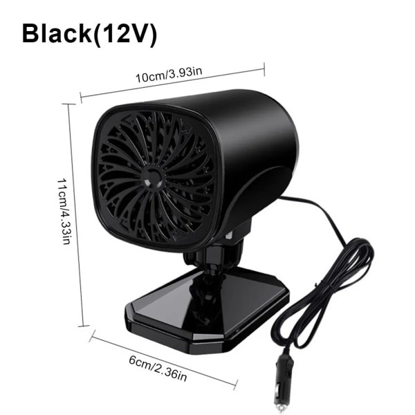 2 in 1 auto lämmitin 12V 150W kannettava auto tuuletin lämmitys ja jäähdytys 360 astetta pyörivä huurteenpoisto huurteenpoisto talvi lämmitys tuuletin