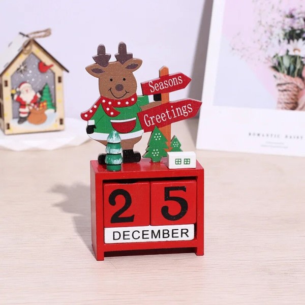 Jul dekorationer trä nedräkning kalender prydnad present fest tillbehör fönster bord hem inredning