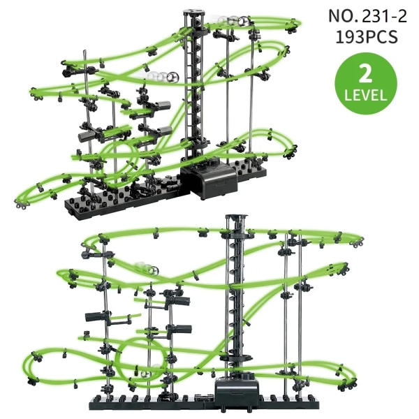 Løb Labyrint Race Track Spil Luminous Spacerail Rollercoaster Ball Level 2 3 4 Elektrisk Elevator Model Uddannelse Videnskab Legetøj