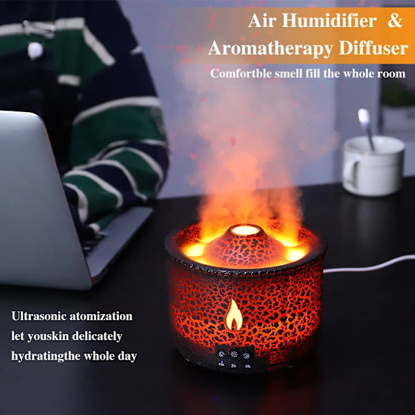 Eld Låga Luft luftfuktare Aroma Diffuser Eterisk Olja med Fjärrkontroll Manet för Hem Doft