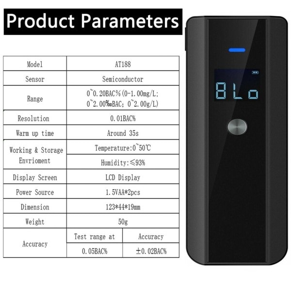 Digital Alkohol Tester LCD Polis Professionell Alkoholanalysator Grad Noggrannhet Bärbar Alkoholimeter