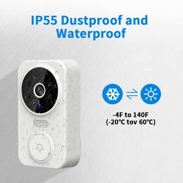 Trådlös Dörrklocka Kamera HD Informe Ring Chime WiFi Video Smart Intercom Dörrklocka