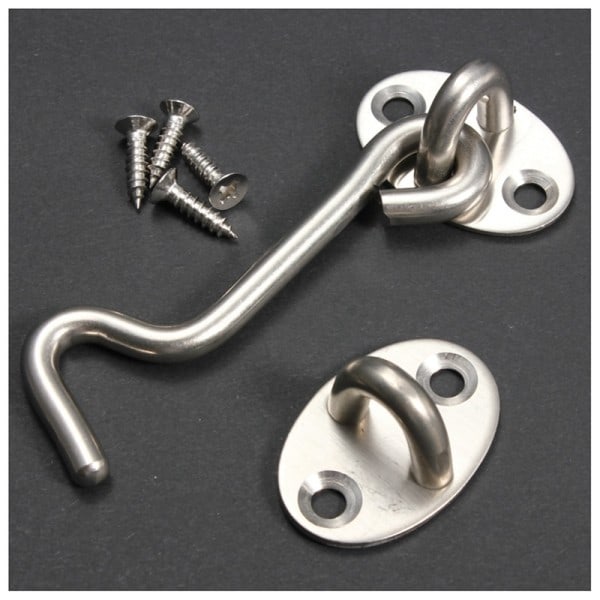 1 set rostfritt stål hytt krok öga skjul grind dörr spärr tyst hållare silver