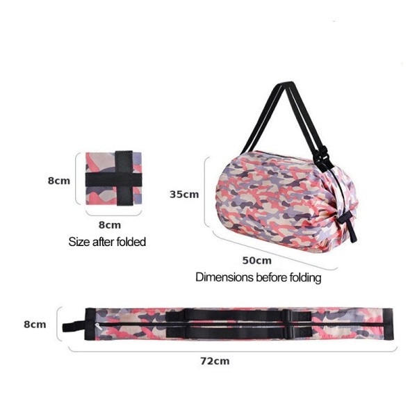 Gjenbrukbar foldbar shoppingpose rosa vanntett oxford klut reise strand bag