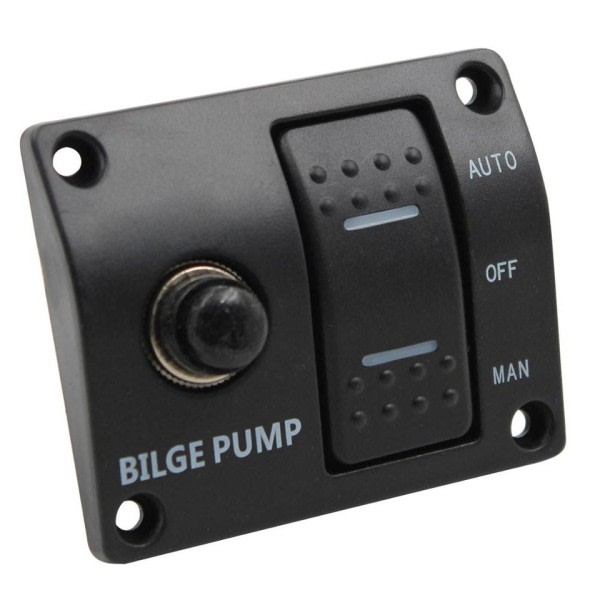 3-VEIS  BRYTER PANEL FOR BILGE PUMP  Lensepumpe kontroll bryter marin panel bryter automatisk pumpe