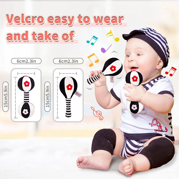2 delar Baby Mjuka Skallror Nyfödd Leksaker Bil Säte Leksaker Spädbarn Bebis Hantel Leksak Skallra Set för Spädbarn 0-12 Månader Småbarn