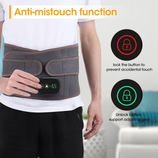 USB Ladda Rött Ljus Varmt Komprimera Lumbar Back Stöd Stag Smärtlindring