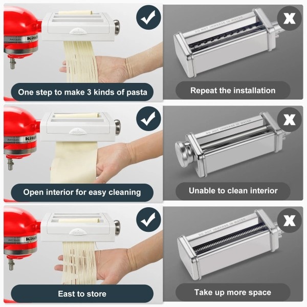 3-in-1 pasta tela ja leikkuri varusteet keittiön vakio sekoittimelle