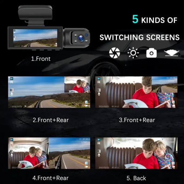 1080P Dash Cam autoille kaksois kamera etu ja sisä auto kamera IR Yönäkymällä