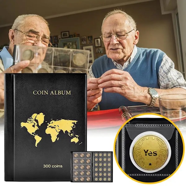Bærbar mynt samling sett 300 paneler pvc transparent løsblad filatelisk bok album