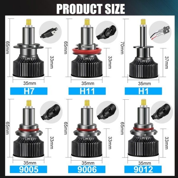 Led Auto Ajovalo polttimot 9005/HB3 60000LM Valot  Turbo Bi Led