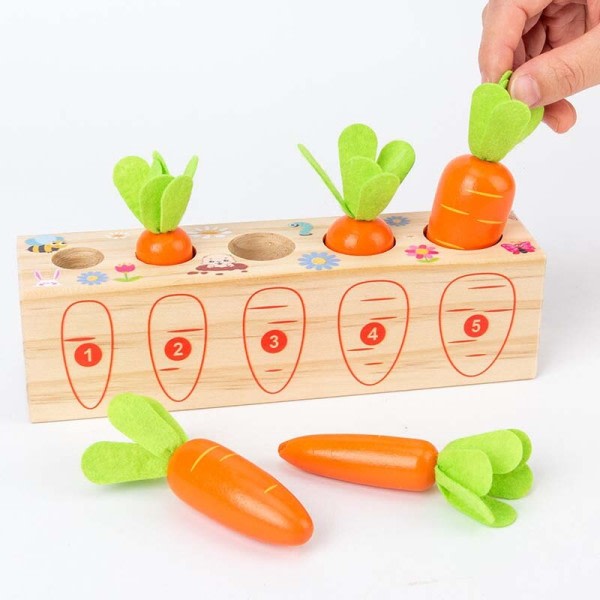 Søt Tre  Montessori Gulrot Pull Toy Tidlig Educational Building Block Fruit Spill For Utdannelse Barn Leker