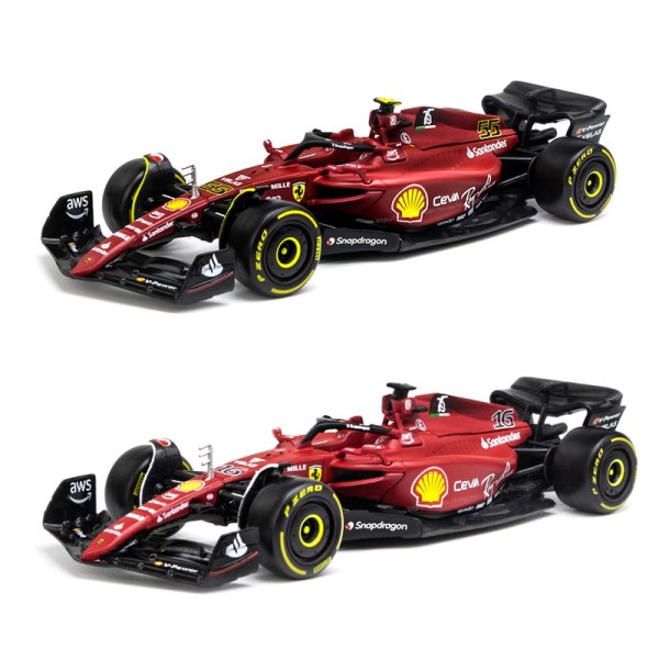 F1 Scuderia Ferrari F1-75 #16 Leclerc #55 Sainz Legering Luksus Kjøretøy Diecast Biler Modell Leketøy