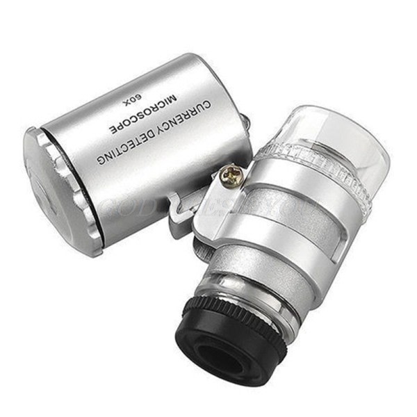 60x Mini Lomme LED UV Smykke Lup Mikroskop Glas Smykker Lup