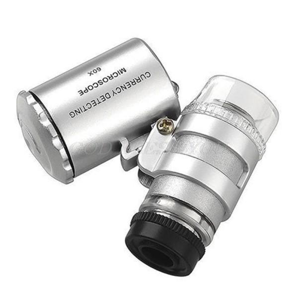 60x Mini Pocket LED UV Juvelerare Lupp Mikroskop Glas Smycken förstoringsglas