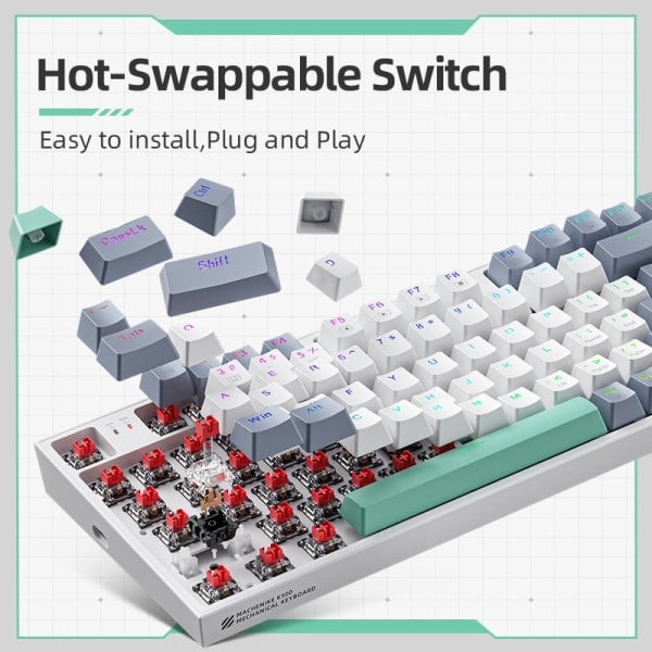 Mekaniskt Tangentbord Gaming Tangentbord Trådbundet Tangentbord Hot Swappable 94 Keys RGB Light Mac Windows