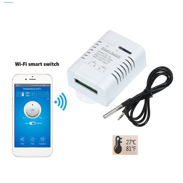 Smart TH16 kytkin 16A lämpötila ja kosteus valvonta WiFi kytkin langaton ohjaus