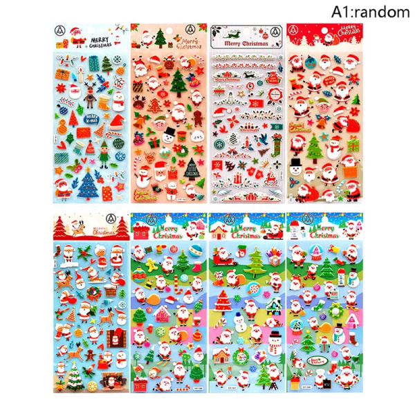 Jul 3D Puffy Bulk Klistermärken Tecknad Jultomte Klistermärke Gör-det-själv Scrapbook Dekoration Rolig Barn Klassisk leksak
