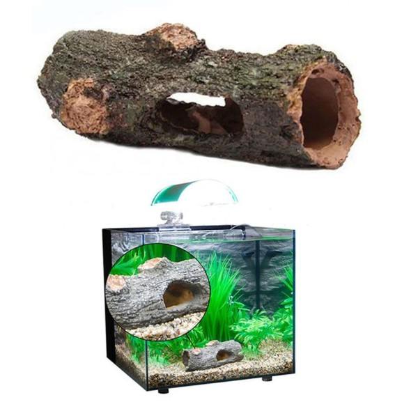 Akvarium Ornament Hut Hull Tømmerstokk Tre Tunnel Hutte Fisk Tank Dekorasjon