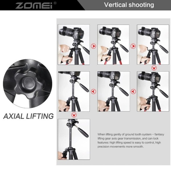 Profesjonell Bærbar Reise Aluminium Kamera Stativ og Pan Head for SLR DSLR Digital Kamera
