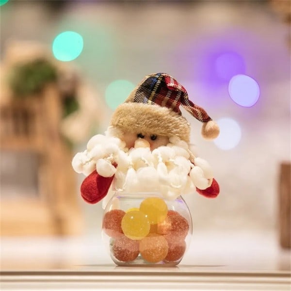 Jul godis burk plast kakor godis förvaring flaska jul pynt för hem barn barn tomten present box