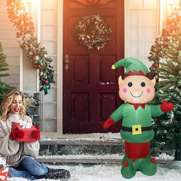 Oplyst jul Iatable Elf Jule Elver Iatable Gård Dekor Julemand Hjælper Nisser Figur Karakter