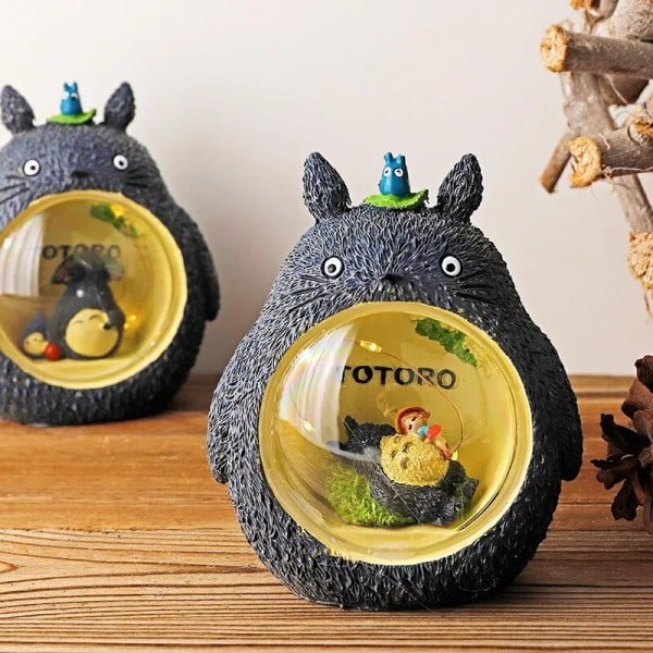 Anime Min Nabo Totoro Figurer Modell Leketøy LED Natt Lys Soverom Ornament