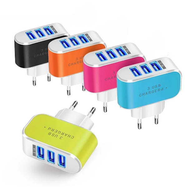 Monipää matka laturi 3 porttia LED valo puhelin lataus sovitin