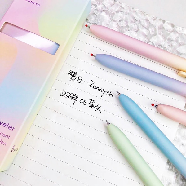 Gradient Farve Skrive Pen Sort Refill Gel Ink Pen Soft Touch Papery Pen