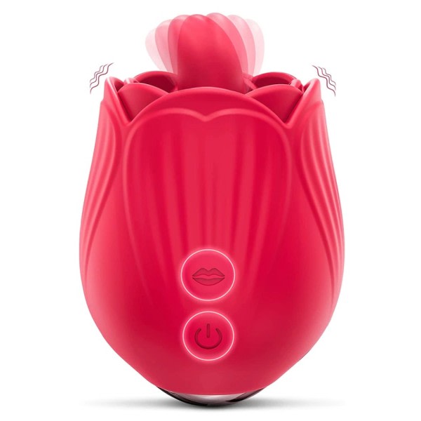 Kraftig Rose Vibrator Legetøj til Kvinder Klitoris Stimulator med Tungen Slikke Oral Nipple Sex Legetøj