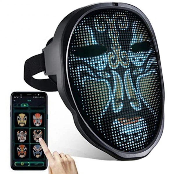 Bluetooth APP Kontroll Smart LED Ansiktsmasker Programmerbar Ändra Ansikte Gör själv Foton