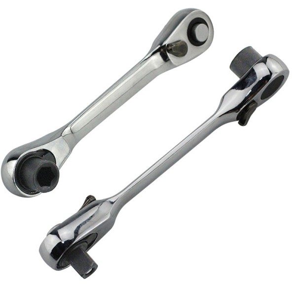 2 i 1 Mini Hex Bit Driver Skruetrækker Håndtag Tovejs Quick Release Nøgle Skruenøgle Dobbelt hoved skralde fatning nøgle