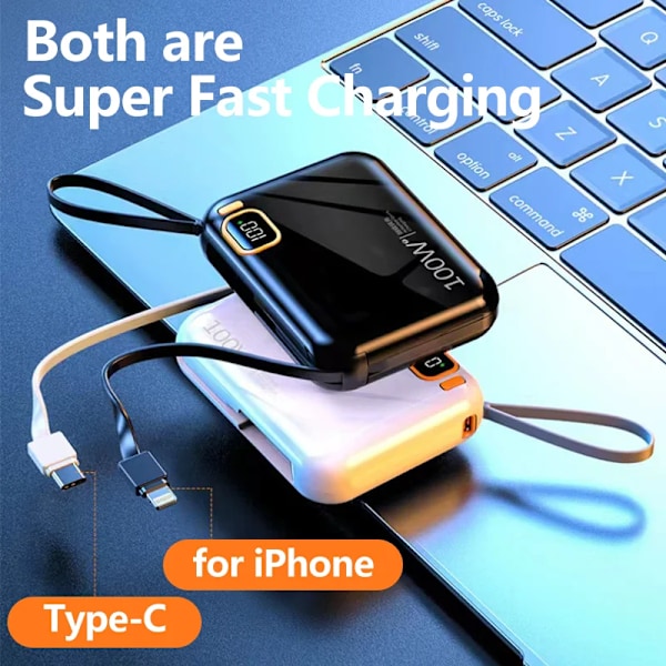 30000mah kannettava virta pankki PD100W irrotettava USB TYPE C kaapeli kaksisuuntainen pikalaturi mini virtapankki