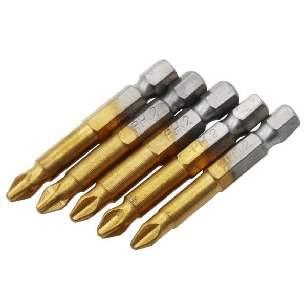 Titan belagd Anti Slip Phillips 1/4" Sexkant Skaft Skruvmejsel Bits L 49mm PH2 Elektrisk S2 Skruvmejsel Bit Handverktyg