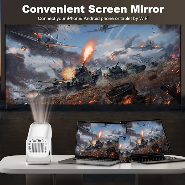 Android 11 Projector med WiFi 6 och Bluetooth Smart Mini Portable Projector