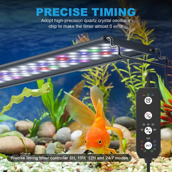 60 cm Auto On Off Akvarie LED Lys med Timer Fuld Spectrum Fish Tank Lys til Vand Planter acquariam