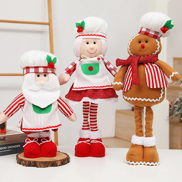 God jul Sträckbar kock tomten Docka Söt Pepparkakor Man Teleskopisk leksak
