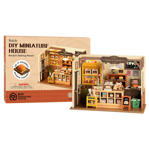 Rolife Becka's Baking Hus Gjør det selv Miniatyr Hus for Barn Barn 3D Tre Montering Leker