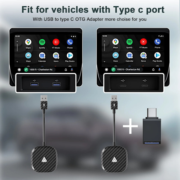 Langaton Carplay Dongle Muunna langallisesta langattomaksi android/iPhonelle Plug and Play